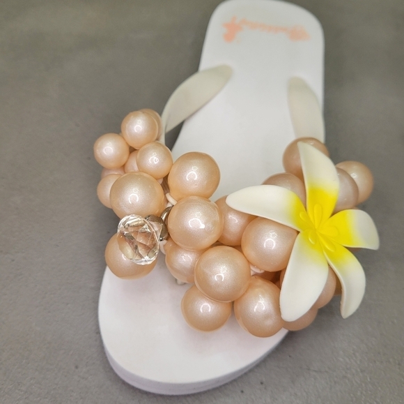 💍💎Platform Wedding Bridal Flipflops Women Size 6 [EUC] with Bubbles - Picture 6 of 17